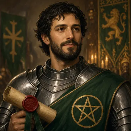 Illustrated portrait of Sir Gawain
